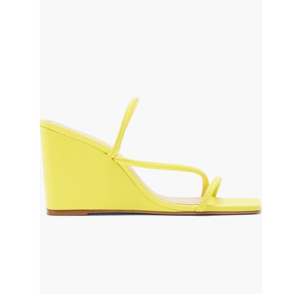 SCHUTZ Kiki Wedge Heel Sandals Green Apple Color Women’s Size 8 Square Toe - Picture 3 of 15